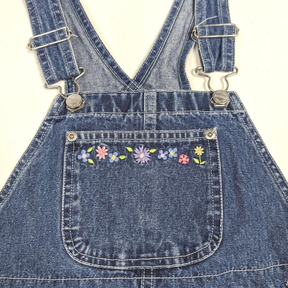 Vtg Y2K Sonoma Denim Embroidered Shortalls Sz 6x - Picture 2 of 5